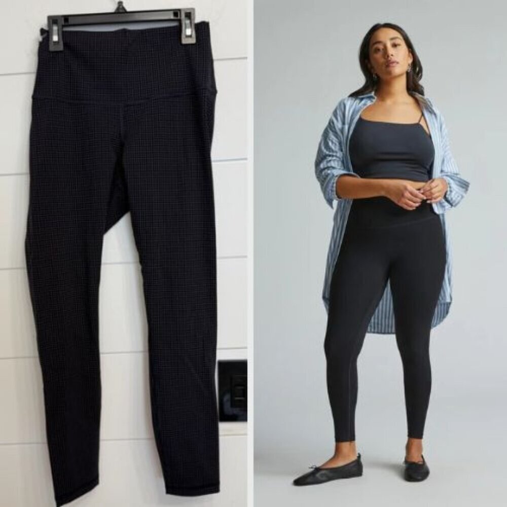 Everlane Black Mini Check The Perform Ankle Leggings Size Small 23932